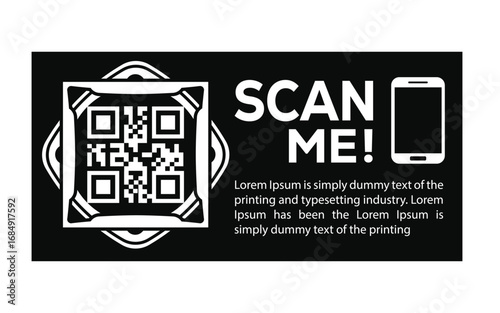 Scan QR code icon. Digital scanning qr code. QR code scan for smartphone. Scan Here text on top of the qr code