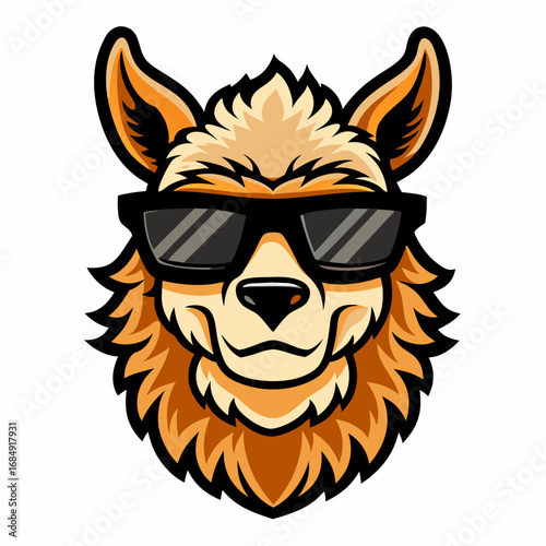 colorful illustration of a alpaca head mascot logo