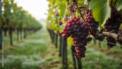 Wallpaper Mural Close-up of ripe red grapes hanging on vine in vineyard, agricultural landscape. Torontodigital.ca