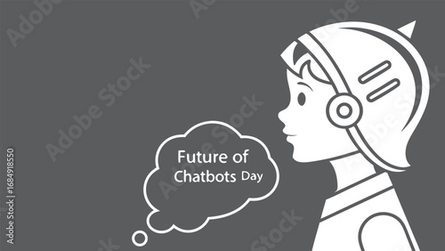Future of chatbots day with robot and speech bubble