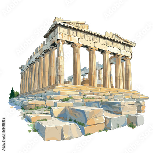 Acropolis of Athens. Acropolis of Athens watercolor vector illustration