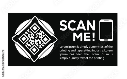 QR code scan icon set. Scan me frame. QR code scan for smartphone. QR code for mobile app, payment and identification. Vector illustration.