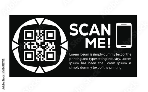 Scan QR code icon. Digital scanning qr code. QR code scan for smartphone. Scan Here text on top of the qr code