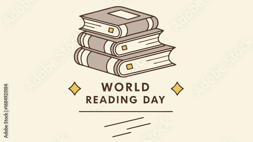 Stack of books for world reading day celebration