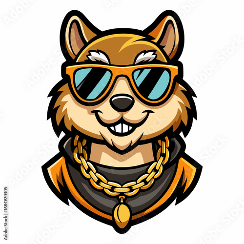 colorful illustration of a chipmunk head mascot logo