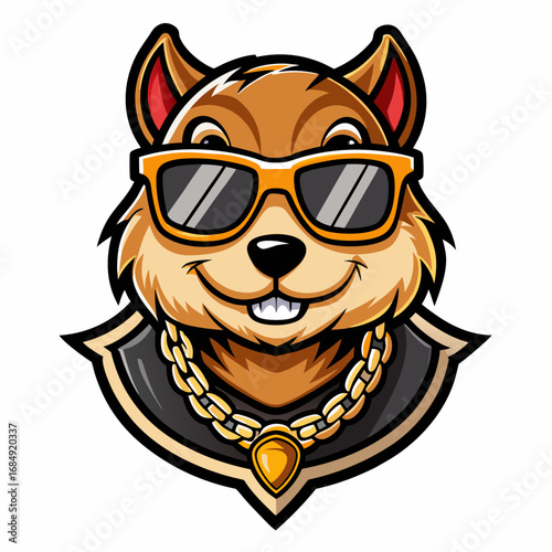 colorful illustration of a chipmunk head mascot logo