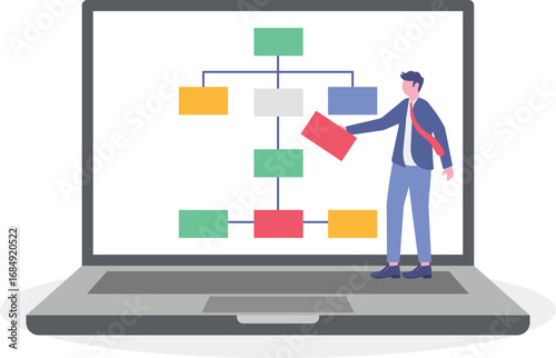 Intelligent interface, interactive design visualization, information architecture concepts with people characters.


