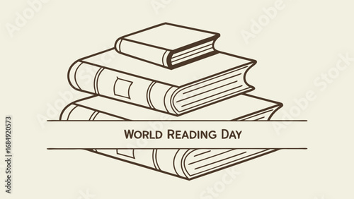 World reading day with stack of books illustration