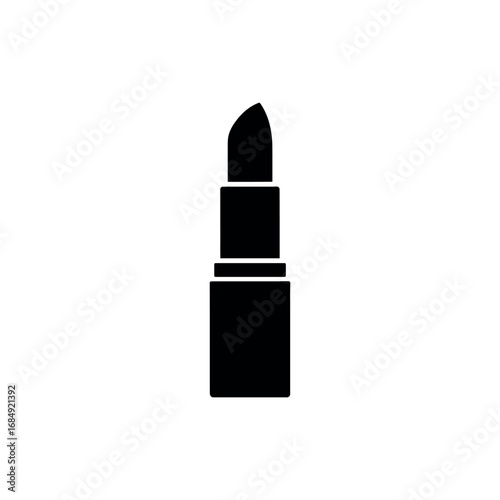 Black lipstick tube icon silhouette on white background for cosmetic product design