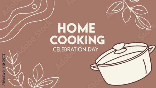 Home cooking celebration day with pot and decorative leaves