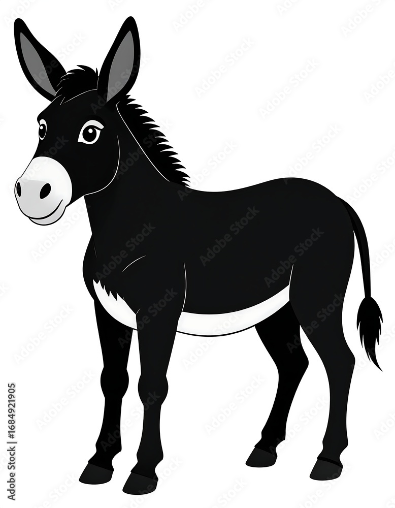 Obraz premium Black cartoon donkey profile