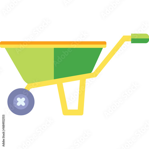Wheelbarrow Vector Flat Illustration