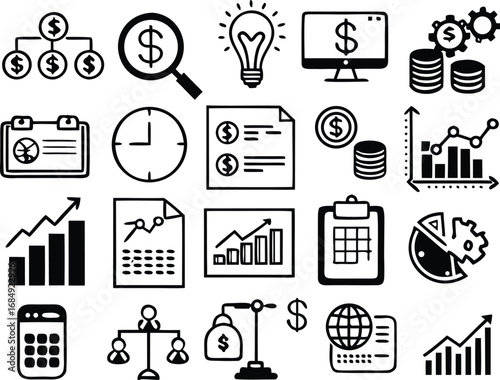 Financial and Business Icons Collection finance money