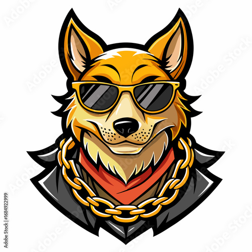 colorful illustration of a dingo head mascot logo
