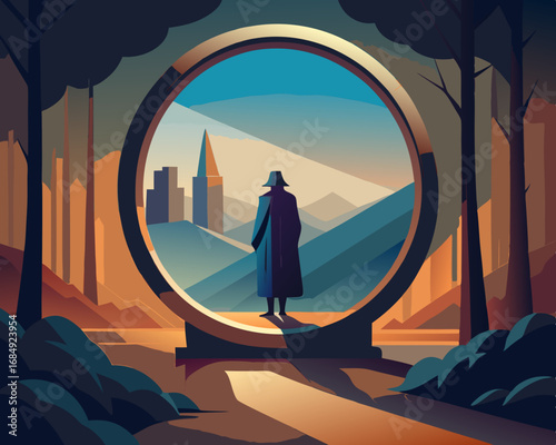 colorful illustration of an overed mirror showing a foggy figure