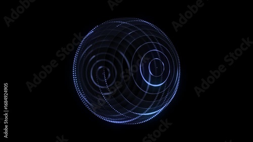 Futuristic blue sphere of particles and lines. Network connection big data. Abstract technology background. 3d rendering.