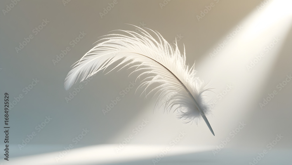 Obraz premium White feather on white backgrounds