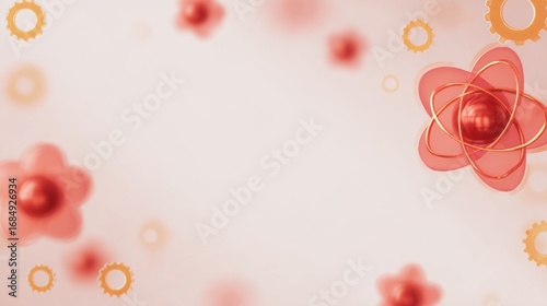 Abstract background with orange flowers and gears