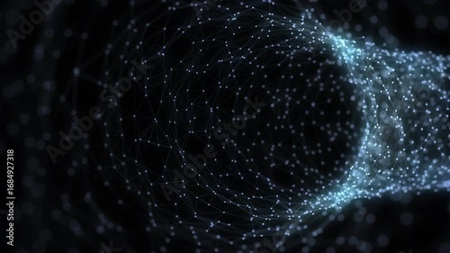 Abstract wireframe tunnel. Light science wormhole. 3D portal grid. Futuristic fantasy funnel. 3d rendering.