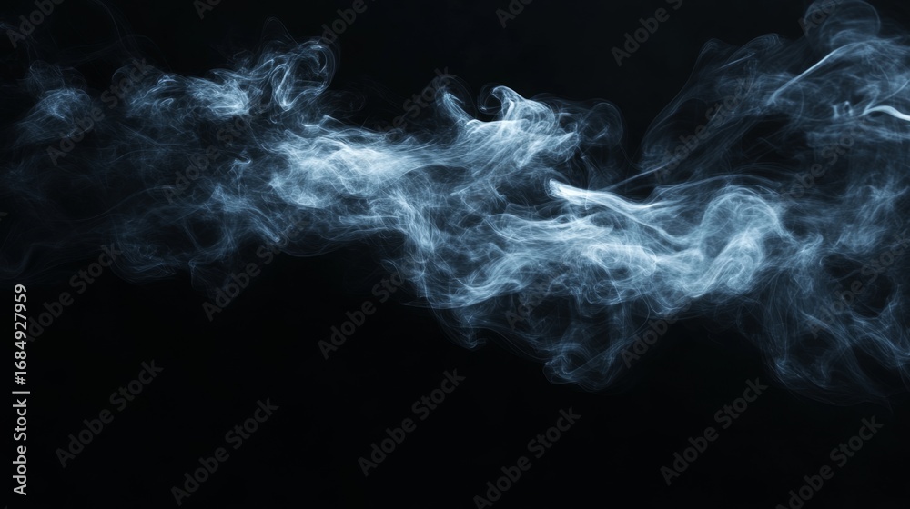 Obraz premium Eerie dark smoke cloud rising isolated on black background visual art atmospheric environment abstract concept