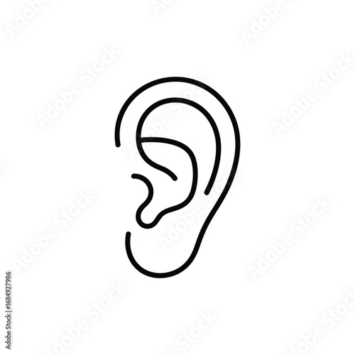 Simple outline drawing of a human ear showing inner and outer structures