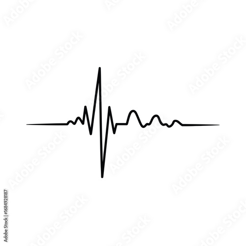 Simple black line drawing of a heartbeat electrocardiogram waveform on a white background