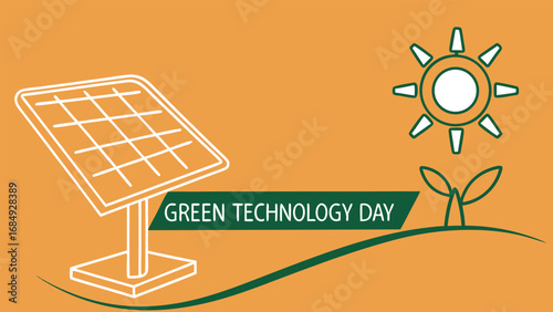 Green technology day with solar panel and sun illustration