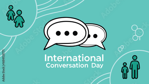 International conversation day with speech bubbles and people icons
