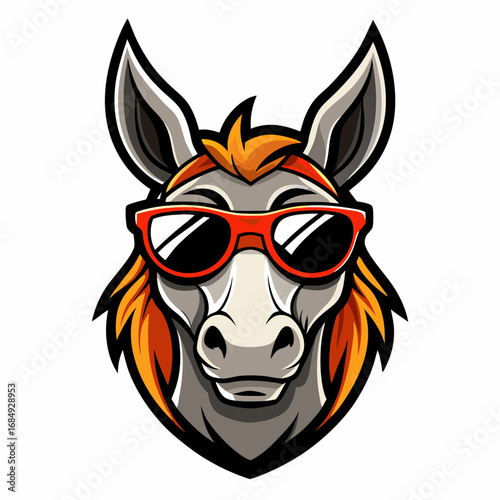 colorful illustration of a mule head mascot