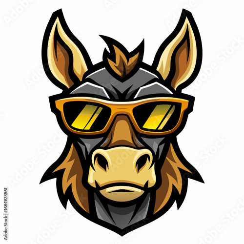 colorful illustration of a mule head mascot