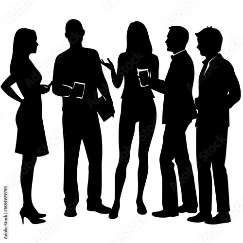 Diverse group of professionals conversing silhouette