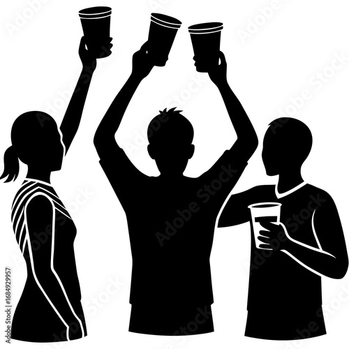 Friends toasting drinks celebration silhouette people