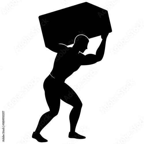 Muscular man lifting heavy object black