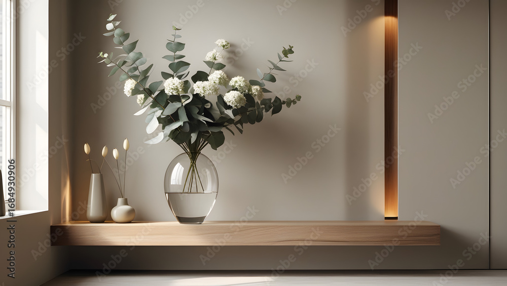 Fototapeta premium Modern living room interior with stylish design and a lamp