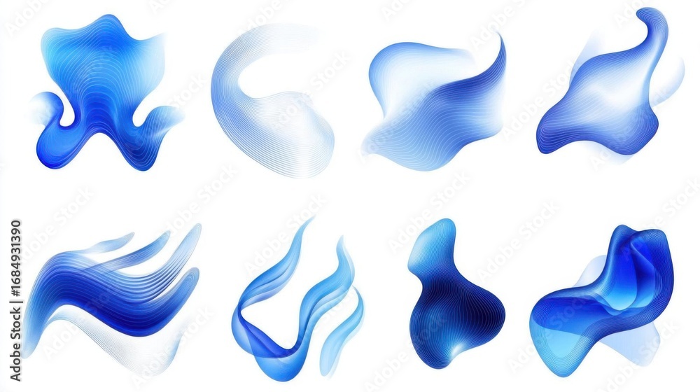 Abstract Blue Waves Vector Set for Presentation Design, Background and Decoration