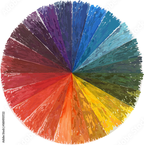A patchwork-style color wheel to illustrate the complementarity of colors