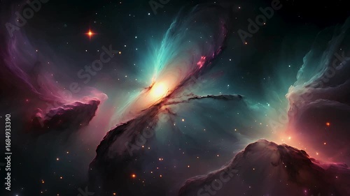 soft moving nebula space stars night sky animation background new quality nature scenic school cool education colorful light video footage