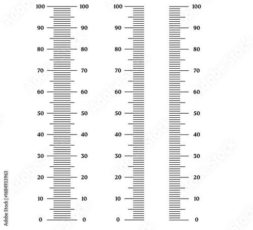 Height meter from 0 to 100 measure markup line ruler, vertical stadiometer scale. Kids height chart growth stickers for wall. 