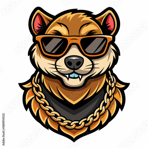 colorful illustration of a weasel head mascot