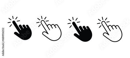 Hand Cursor Click Icons Pointer Finger Interaction Symbols vector illustration