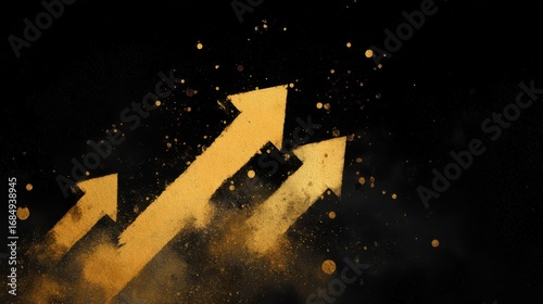 Golden arrows pointing upward on black background