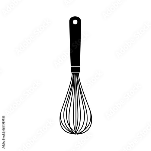 Whisk illustration as a minimalist black-and-white silhouette for culinary design