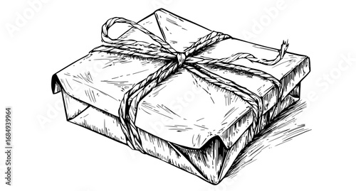A dirty, isolated cartoon image of a modern cardboard package had become a reality, with a damaged, ripped, and crushed delivery container, resembling a destroyed, wet shipping parcel or broken cargo