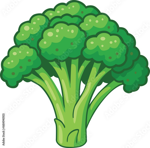 Fresh green broccoli with detailed stalks and florets, symbol of healthy eating, vegan lifestyle, and natural nutrition. Perfect for food, diet, cooking, and organic farm concepts
