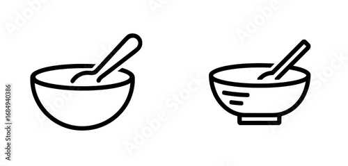 The bowl icon or logo is depicted as a modern isolated sign symbol illustration