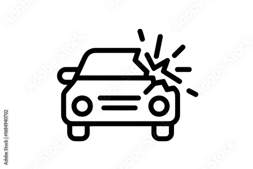 The icon set for car accidents features illustrations of traffic accidents, car crashes, and automotive accidents in a contemporary design on a white backdrop