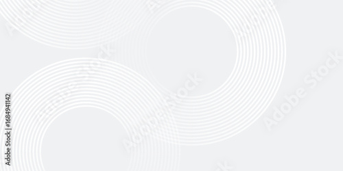 White geometric abstract background overlap layer on bright space with lines effect decoration. Modern graphic design element circles style concept for banner, modern vector arts