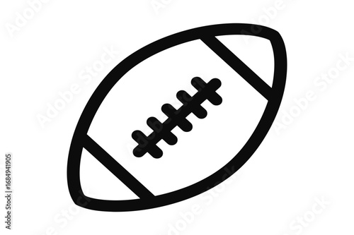 Illustration of a black and white american football with laces on a white background design