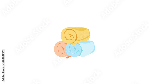 Rolled Towel. Blue Striped Soft Cartoon Fabric