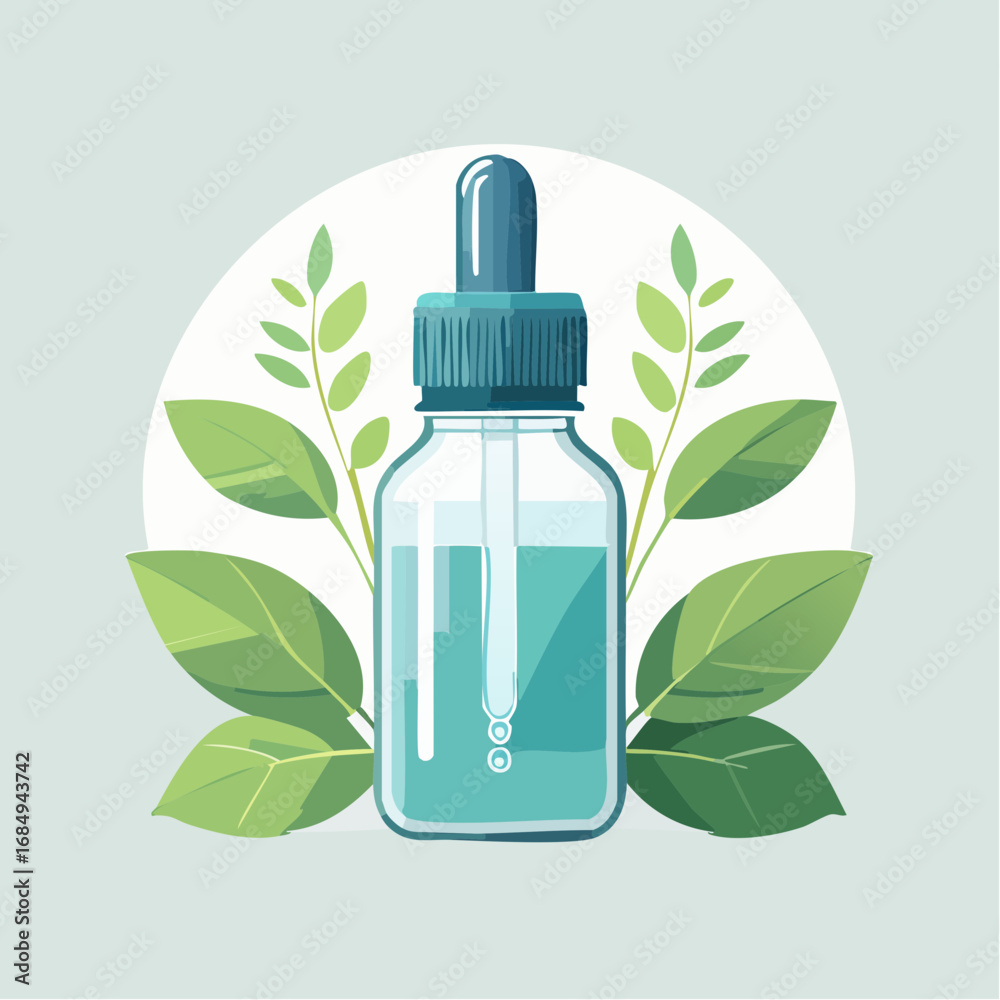 Fototapeta premium Icône vectorielle minimaliste d’un flacon compte-gouttes neutre